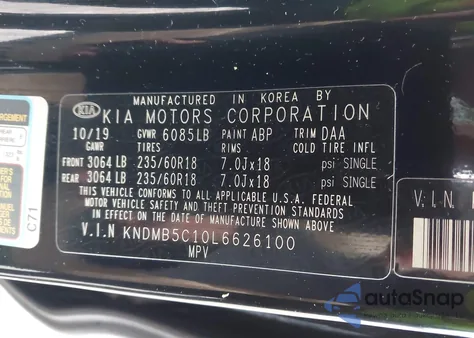 2020 Kia Sedona Ex from USA, damaged, VIN KNDMB5C10L6626100